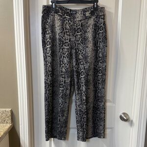 Soho Black and Gray Snake Print Wide Leg Pants